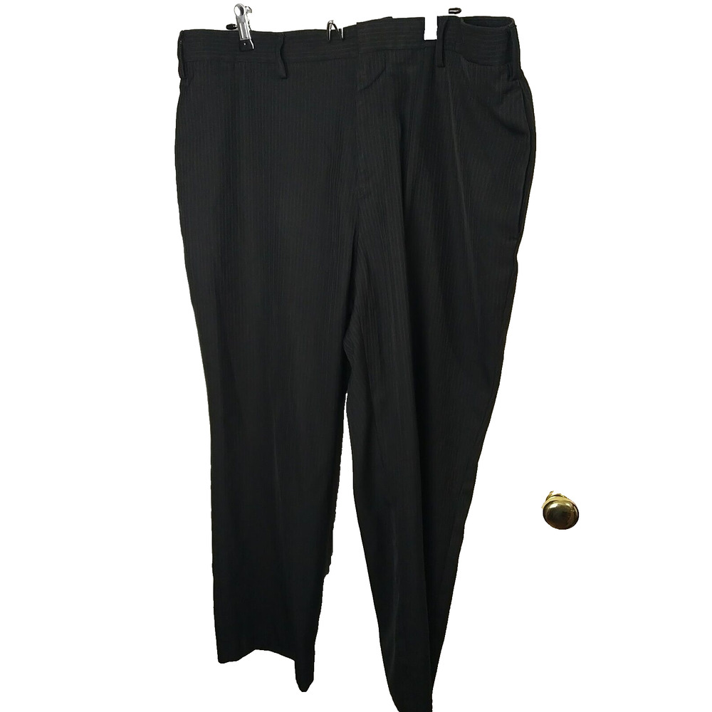 Merona Men's 40X 30 Pant Trousers Black Blue Pinstripe Dress Prof Core